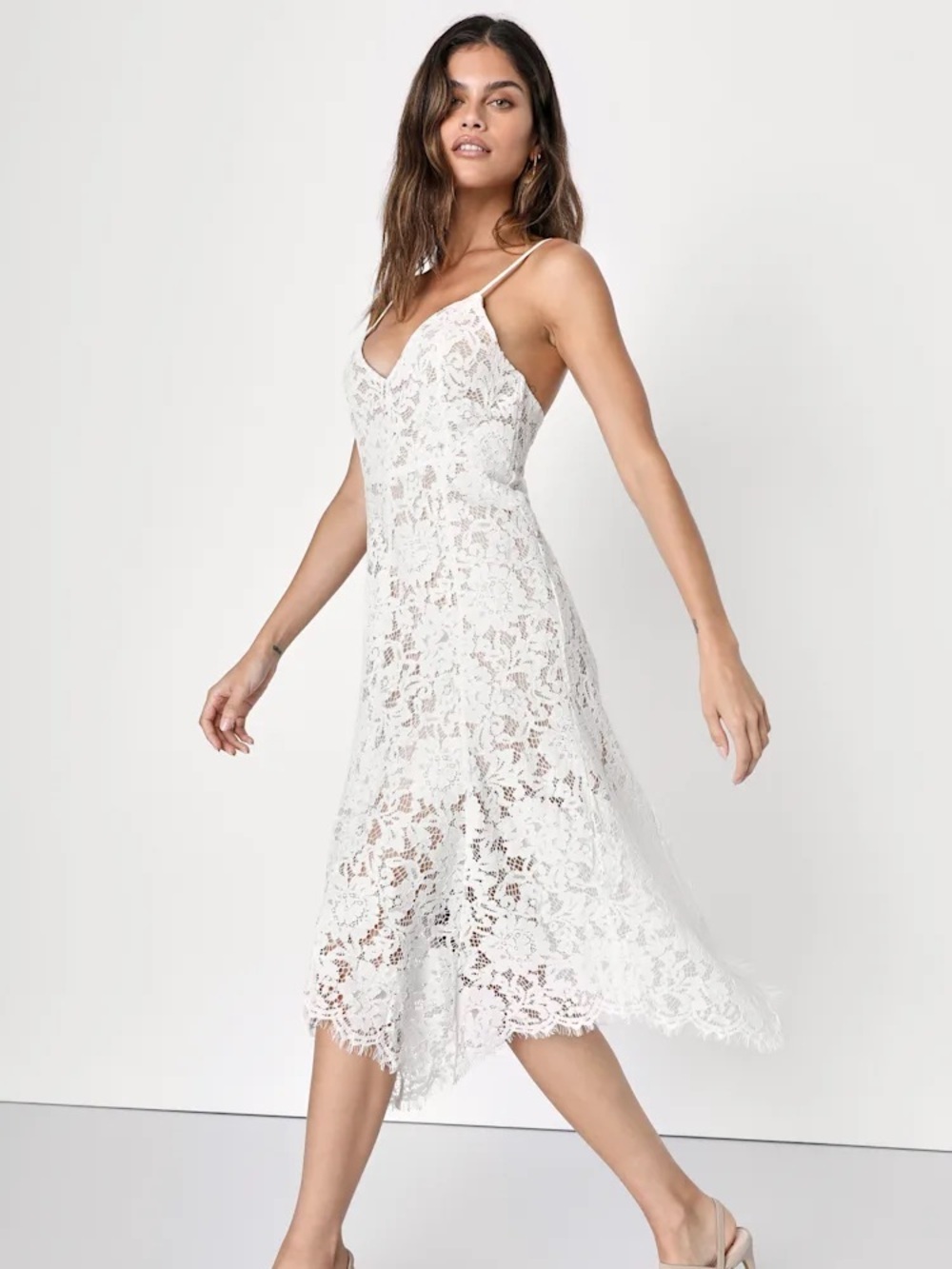 Lulus “One Wish” White Lace Midi Dress |S | Romantic Bridal/Occasion - Picture 2 of 11